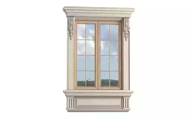 Classic facade window with platband