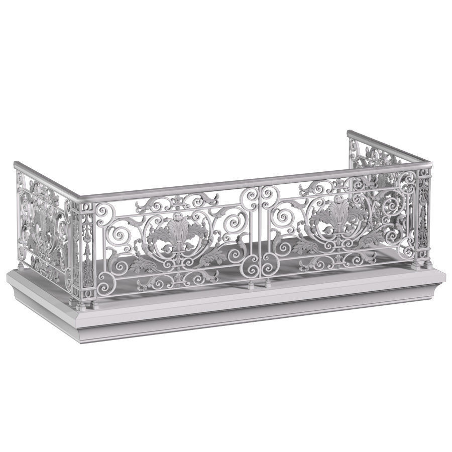 Wrought Classic Balcony Railing 3D model_2