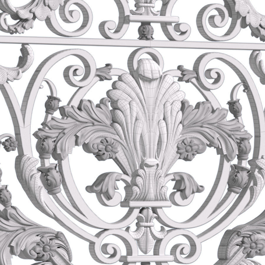 Wrought Classic Balcony Railing 3D model_3