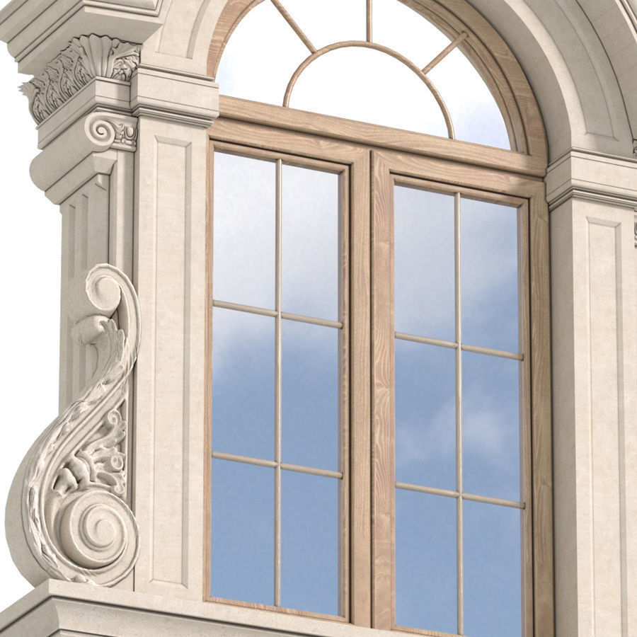 Arc Classical frame window 3D model_2