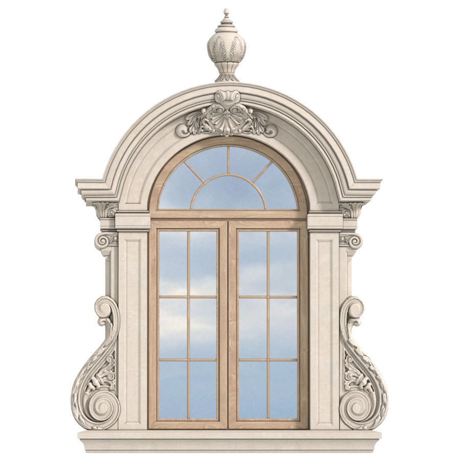 Arc Classical frame window 3D model_1