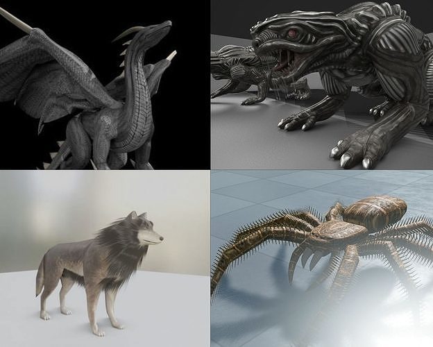 Game Ready Animals wolf 3D Model Collection