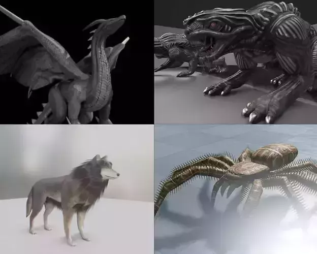 Game Ready Animals wolf 3D Model Collection