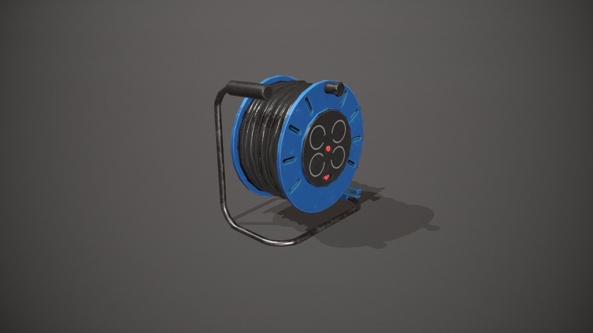 Black and Blue Extension Cable Low-poly 3D model_11