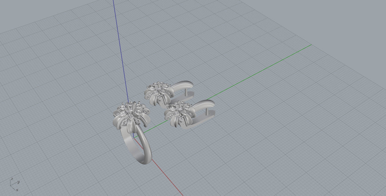 Ring and Earrings  3D print model_9
