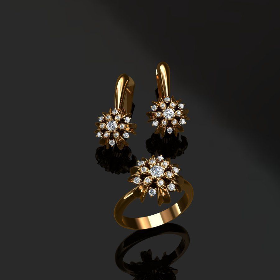 Ring and Earrings  3D print model_1