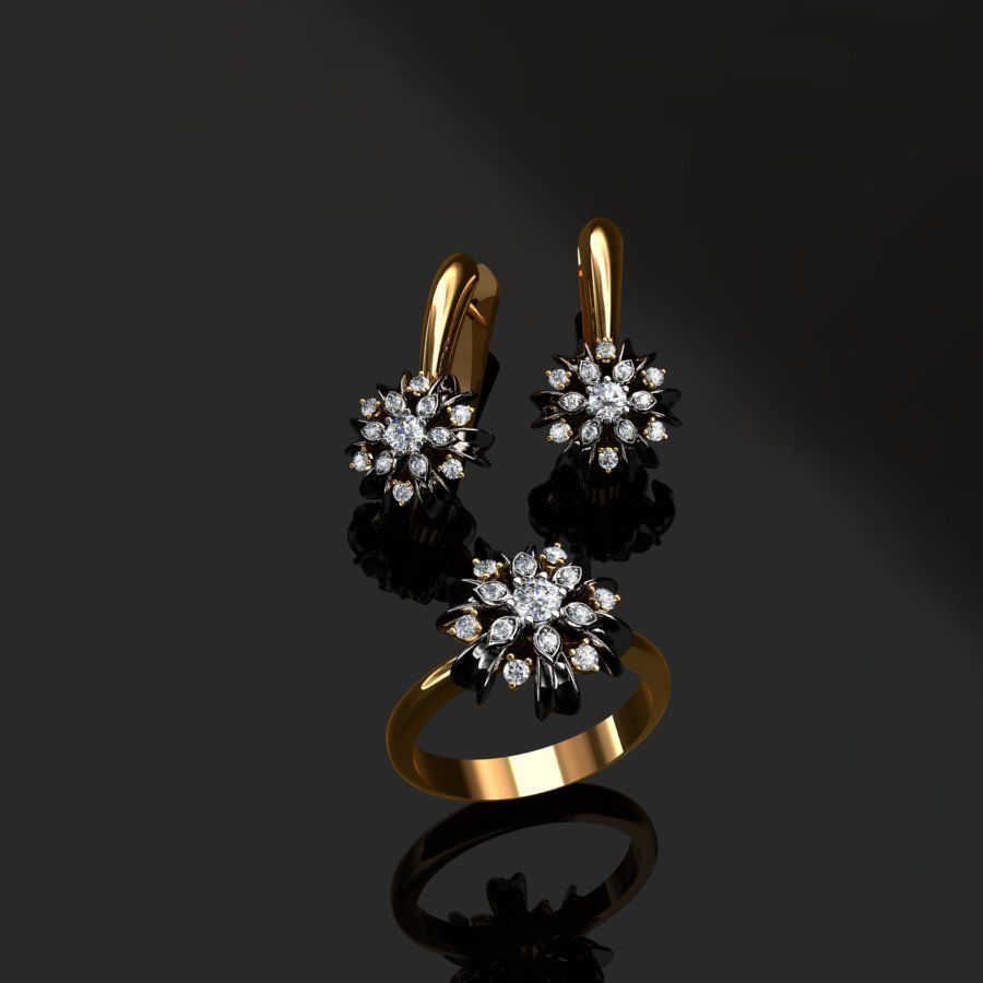 Ring and Earrings  3D print model_3