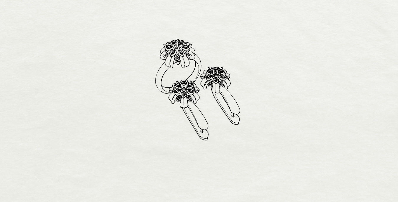 Ring and Earrings  3D print model_15