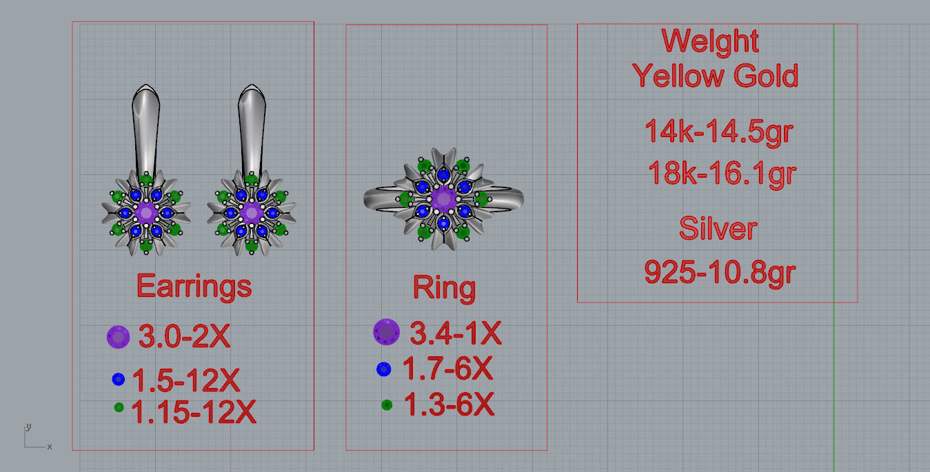 Ring and Earrings  3D print model_4