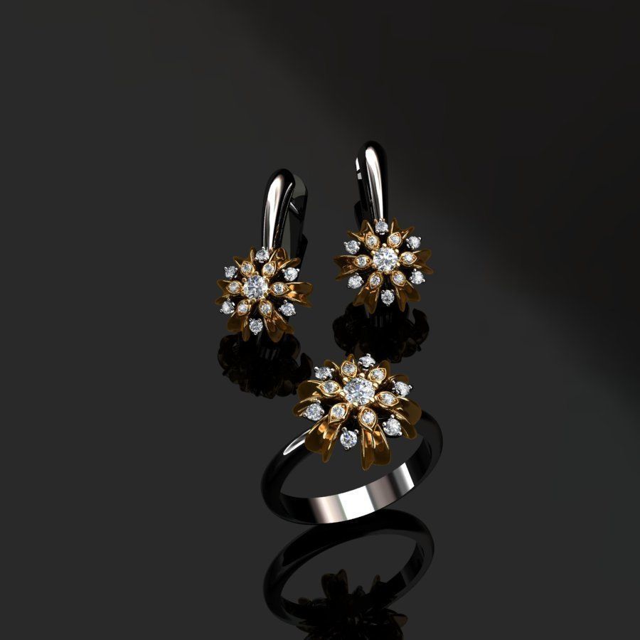 Ring and Earrings  3D print model_2