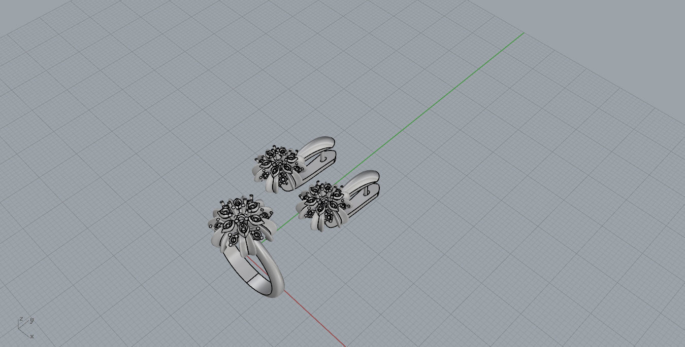 Ring and Earrings  3D print model_6