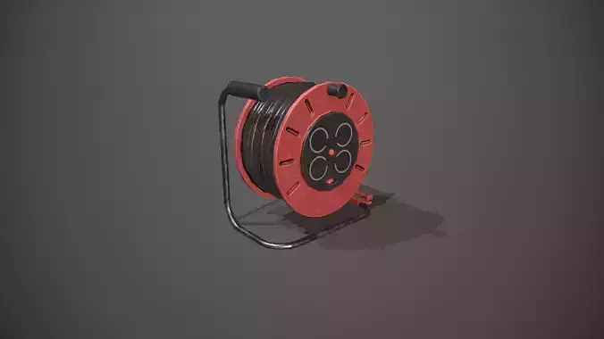 Black and Red Extension Cable Low-poly 3D model
