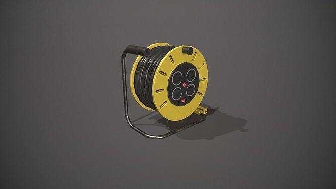 Black and Yellow Extension Cable Low-poly 3D model