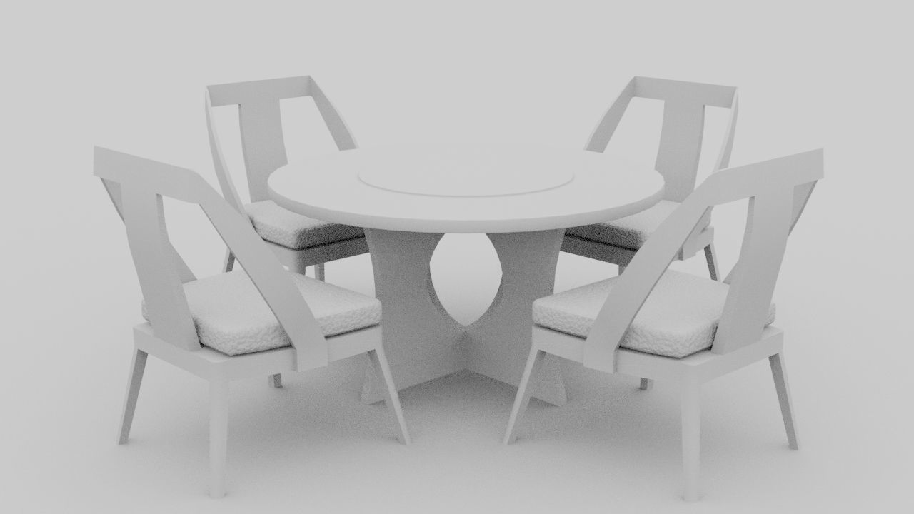 Dining table - circle table Low-poly 3D model_7