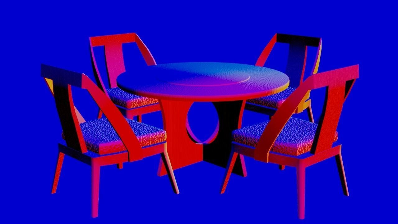Dining table - circle table Low-poly 3D model_8