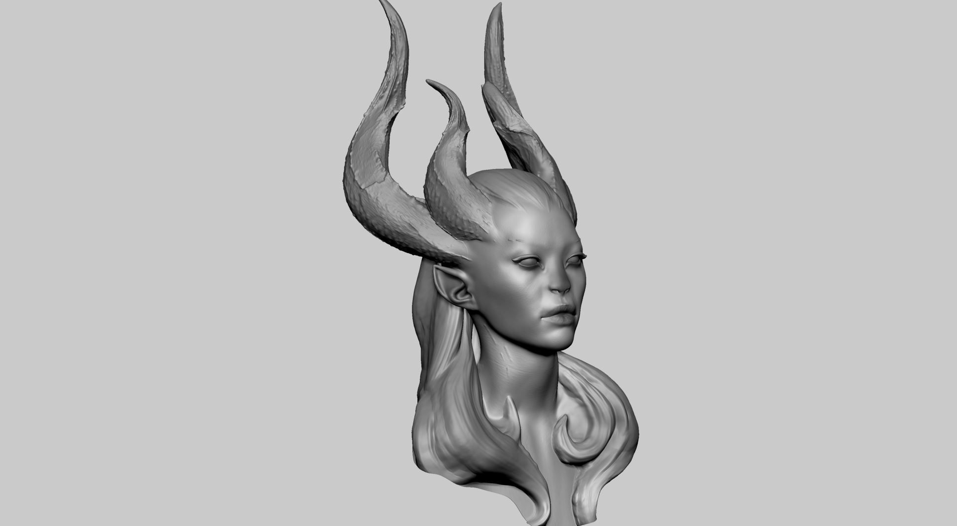 Fantasy Female Head v9 3D model_1