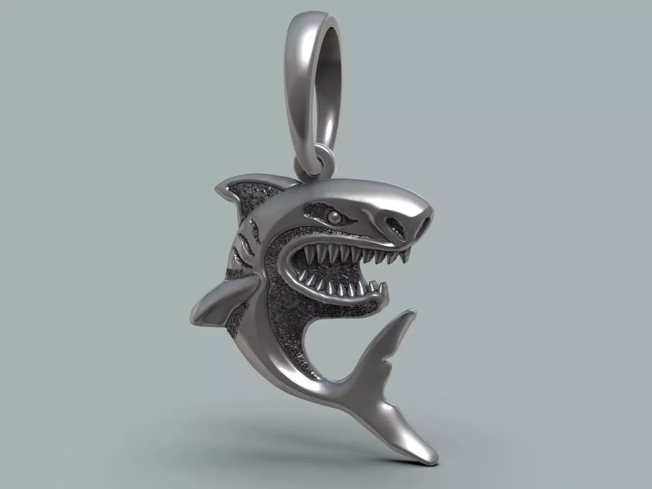 pendant silver shark 3D print model