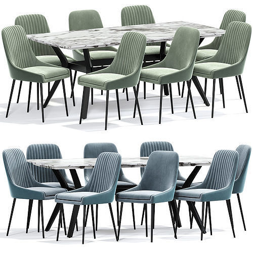 Modway Viscount Strip Dining Chair Table 3D model