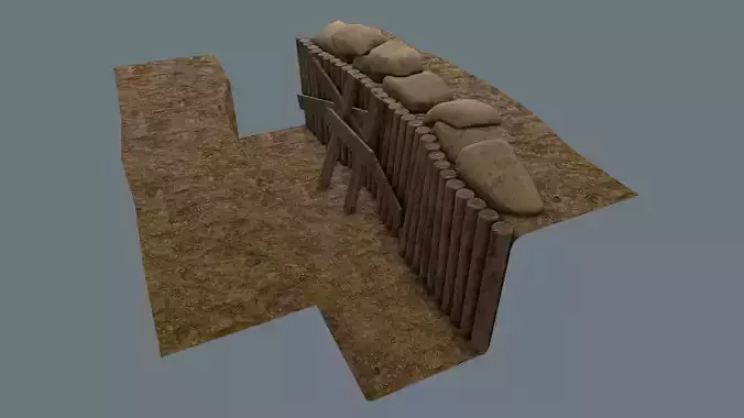 trench  Low-poly 3D model