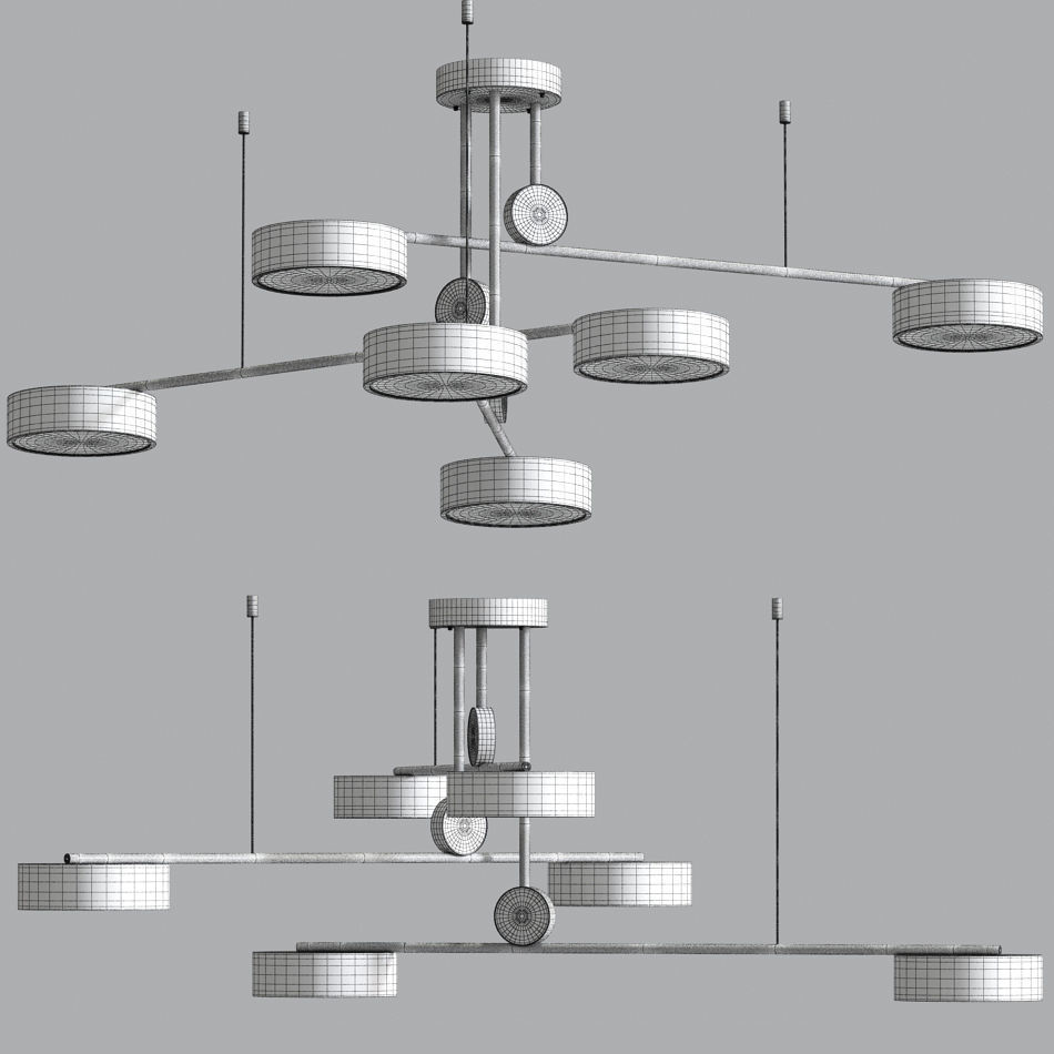 LED Ceiling Chandelier With Swing Light 3D model_2