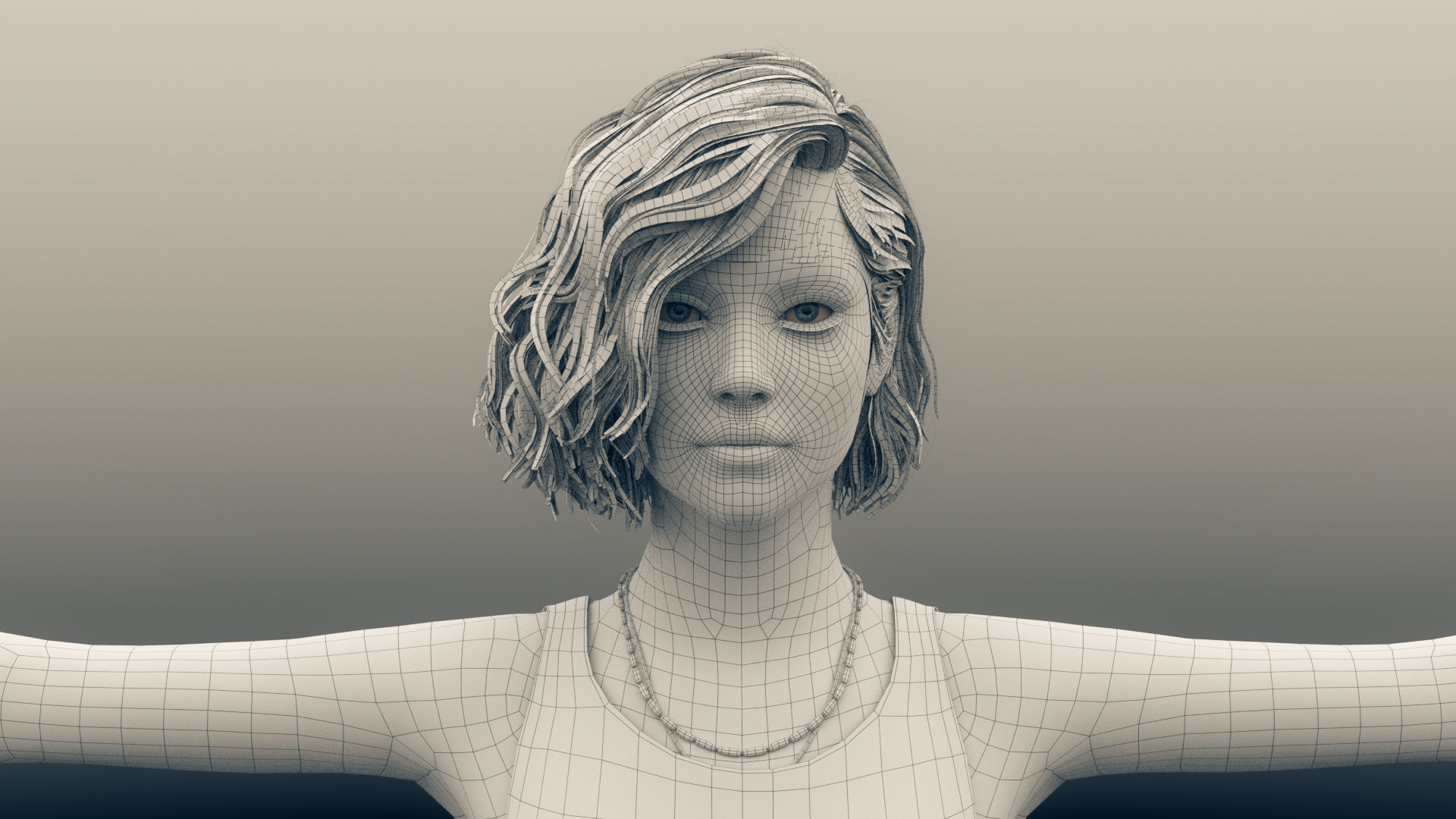 Rigged Female Model with Facial Blend shapes Low-poly 3D model_8