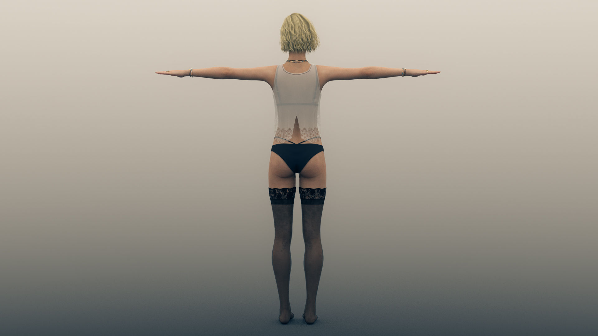 Rigged Female Model with Facial Blend shapes Low-poly 3D model_6