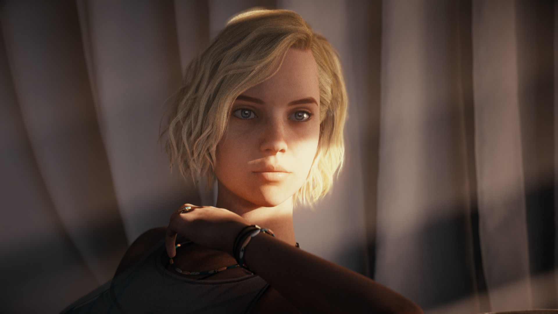 Rigged Female Model with Facial Blend shapes Low-poly 3D model_3