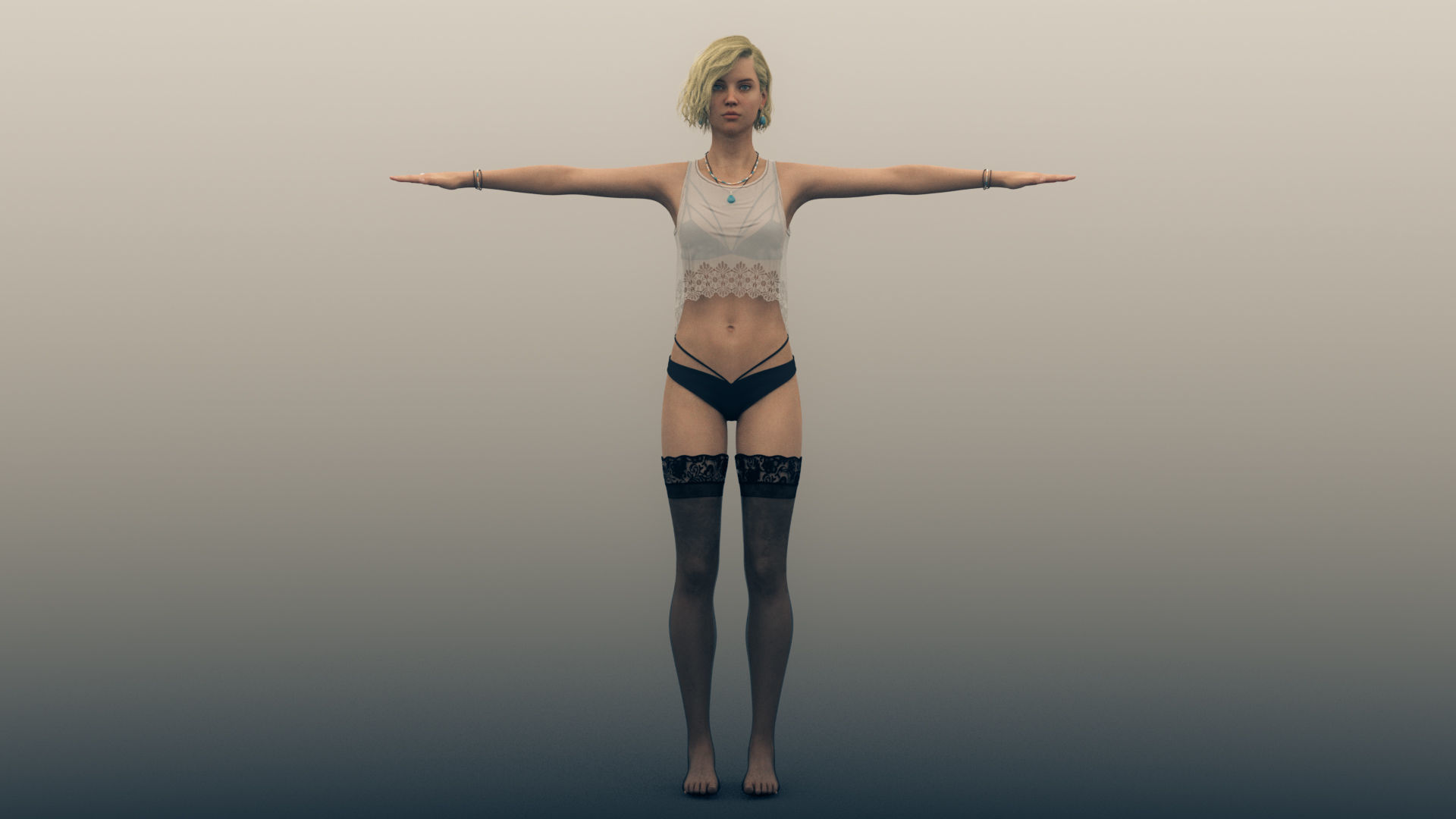 Rigged Female Model with Facial Blend shapes Low-poly 3D model_4