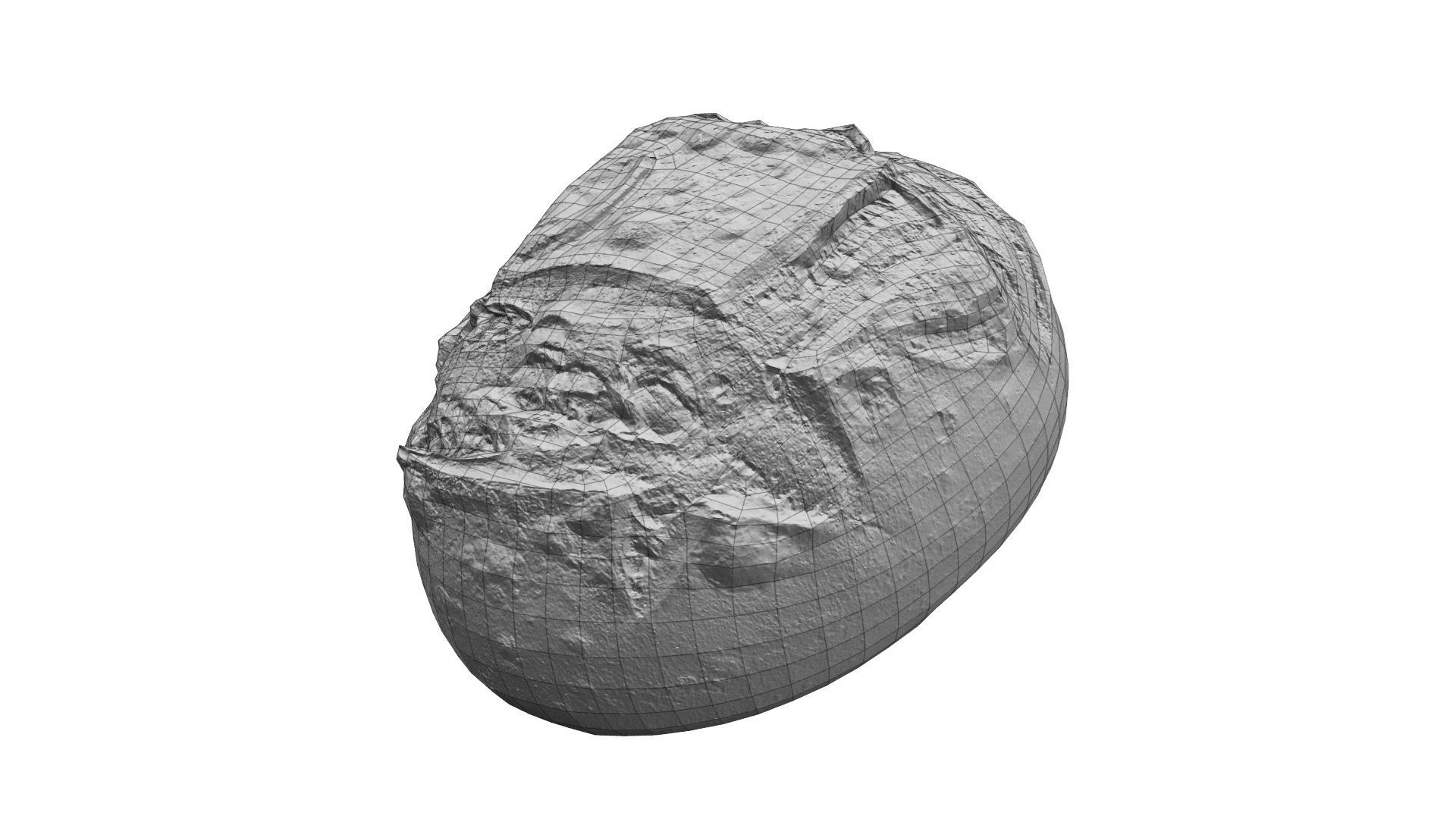 Crusty Round Italian Bread - Real-Time Scanned Low-poly 3D model_3
