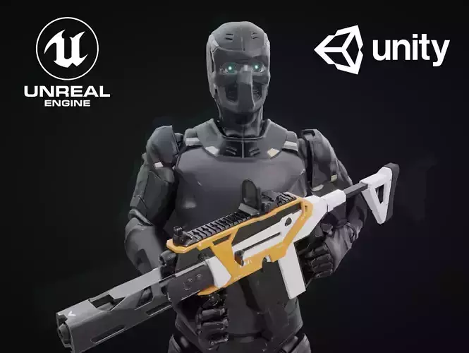 Assault Robot Low-poly 3D model Assault Robot Low-poly 3D model