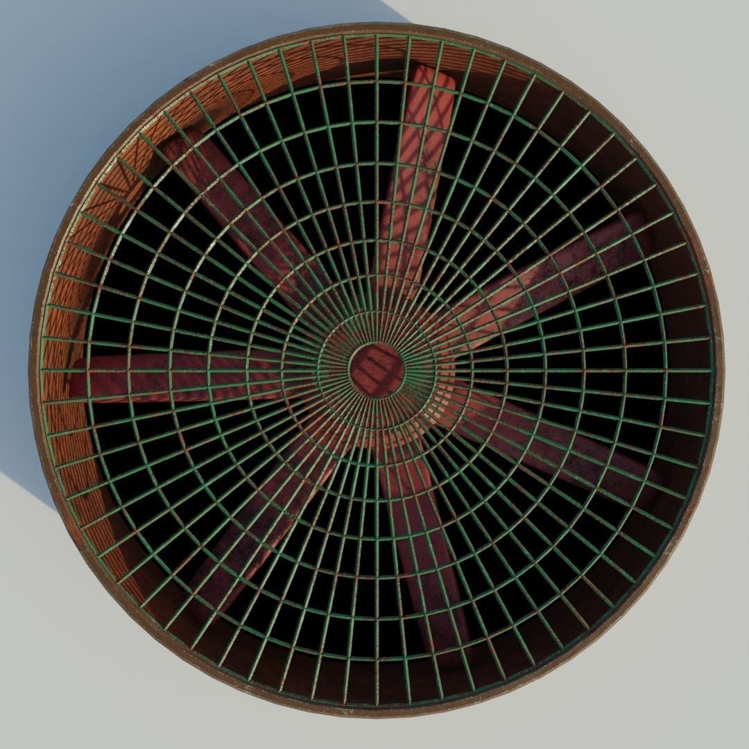 Turbine 3D model two rusty fans Low-poly 3D model_10