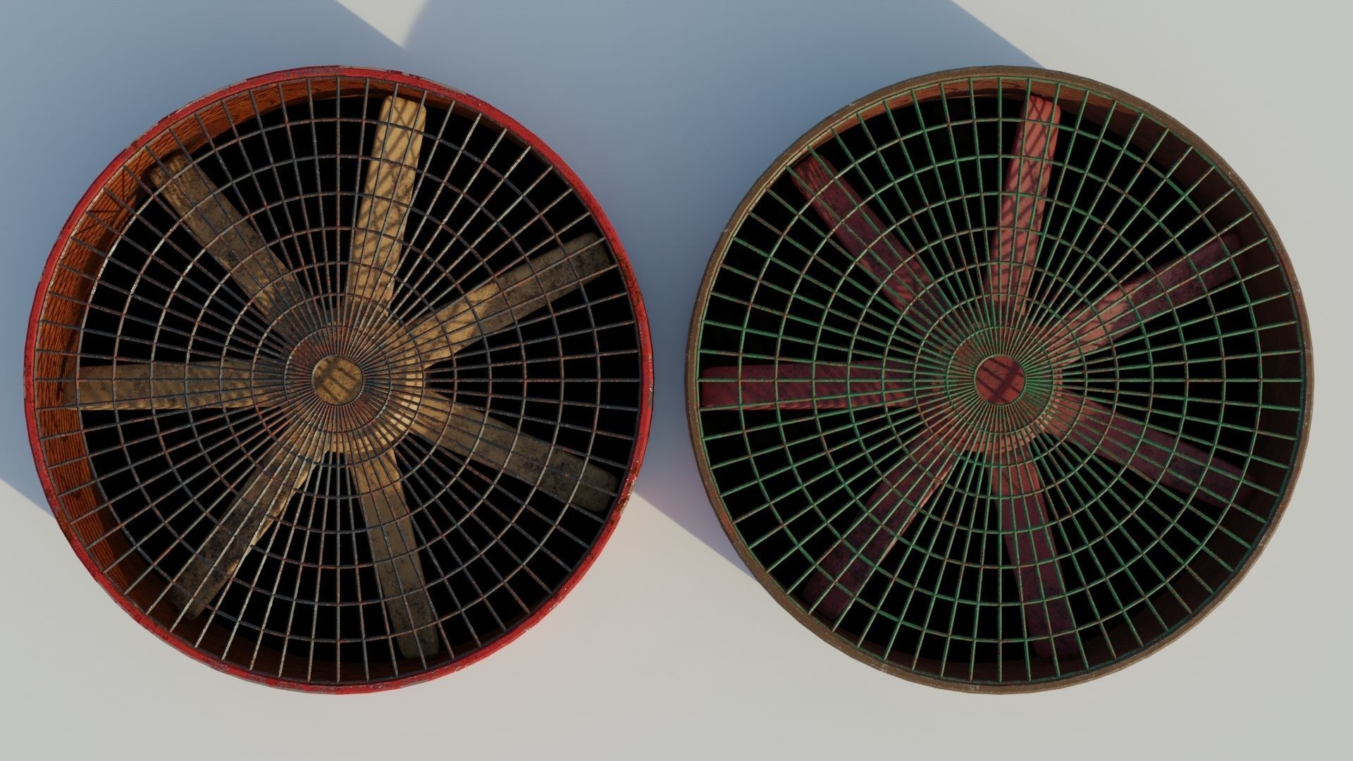 Turbine 3D model two rusty fans Low-poly 3D model_2