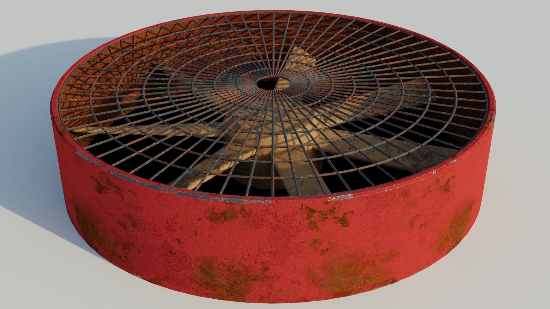 Turbine 3D model two rusty fans Low-poly 3D model_7