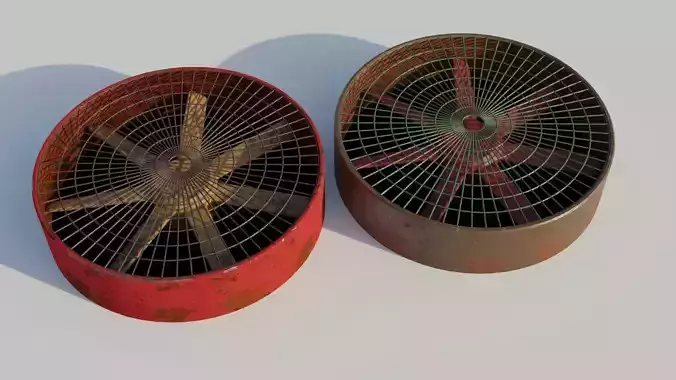 Turbine 3D model two rusty fans Low-poly 3D model
