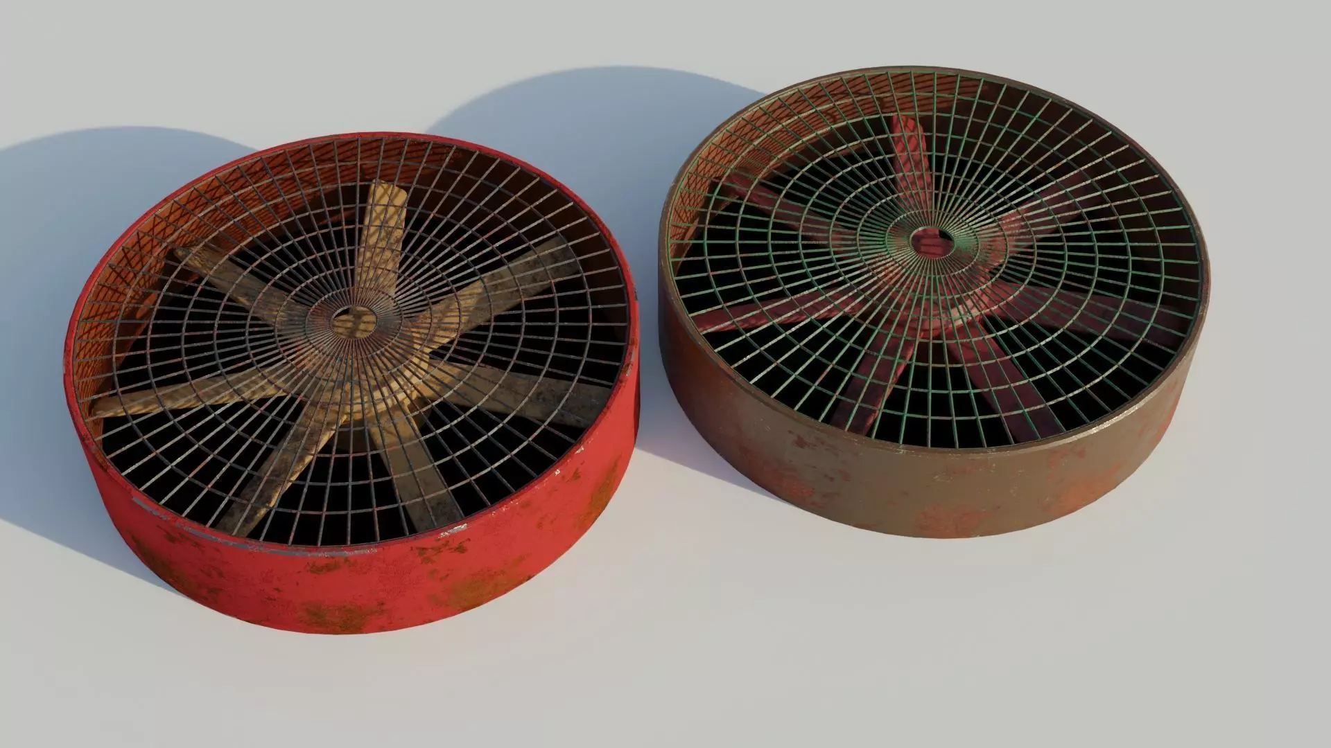 Turbine 3D model two rusty fans Low-poly 3D model_0