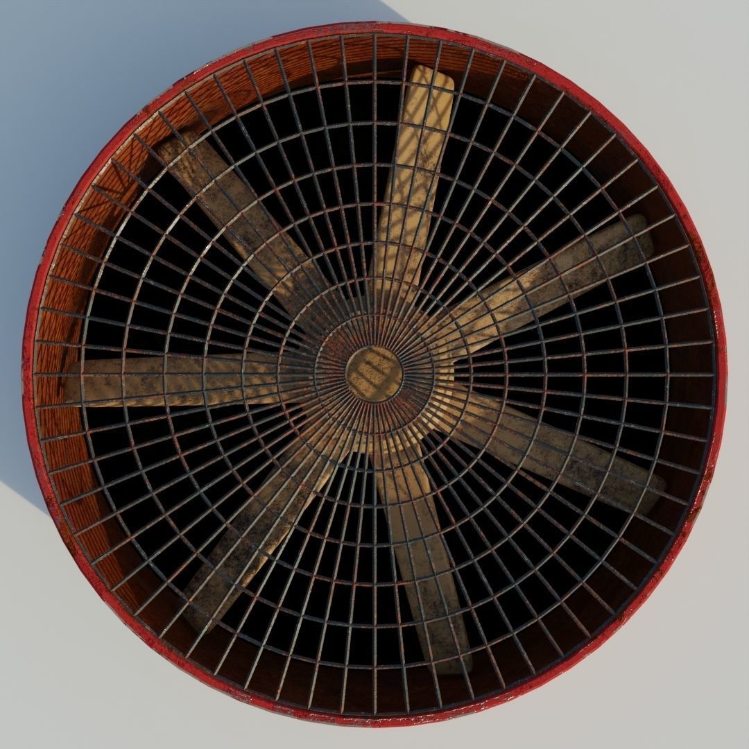 Turbine 3D model two rusty fans Low-poly 3D model_5