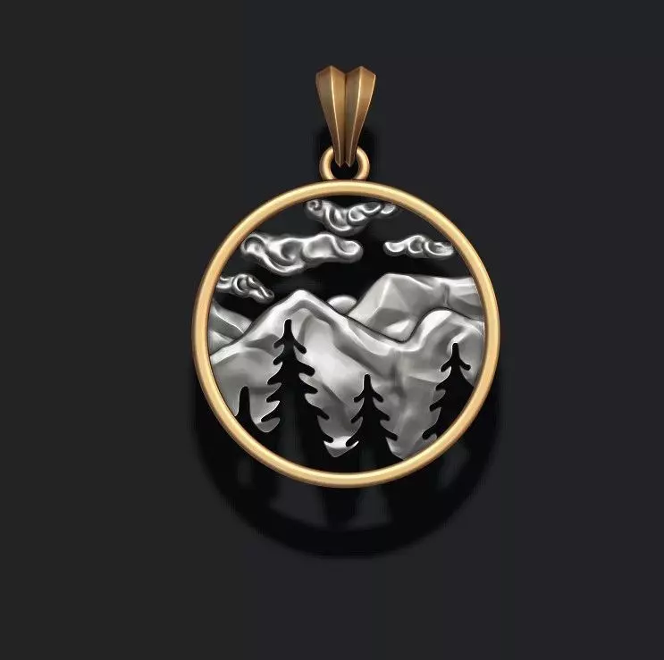 Mountains pendant 3D print model_0