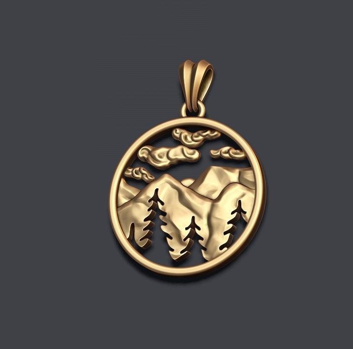 Mountains pendant 3D print model_6