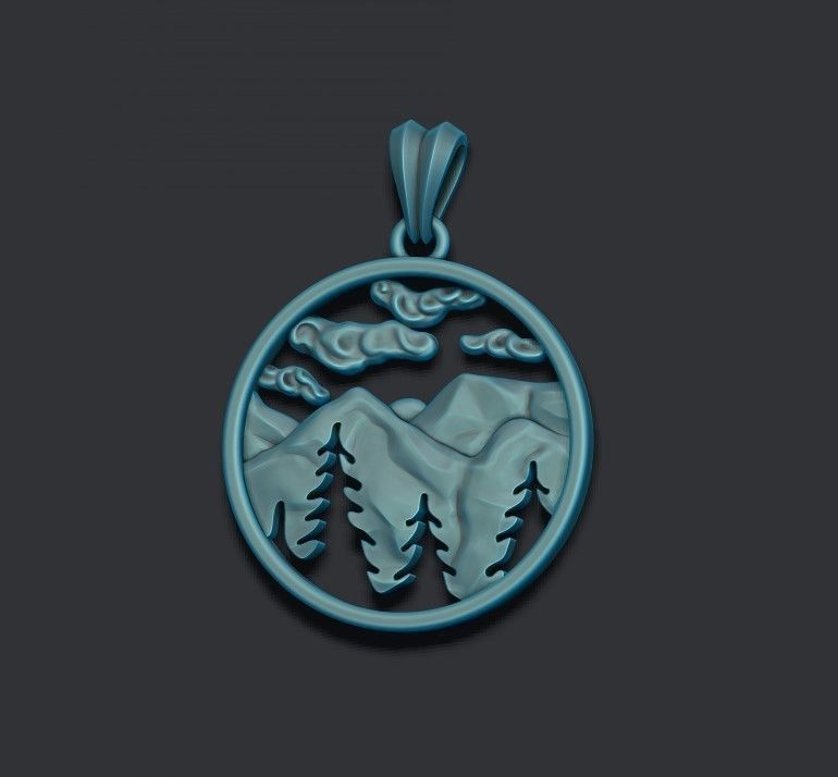 Mountains pendant 3D print model_3
