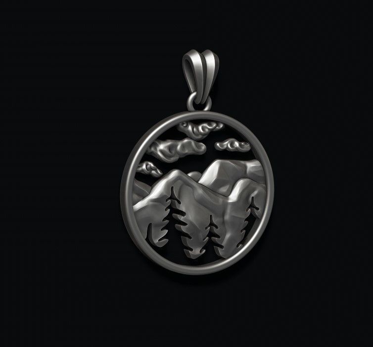 Mountains pendant 3D print model_5