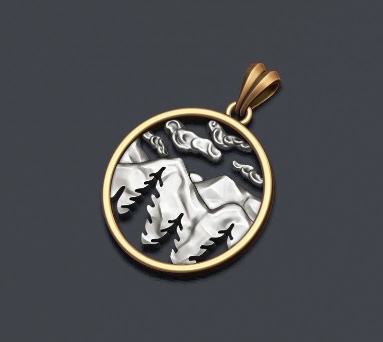 Mountains pendant 3D print model_1