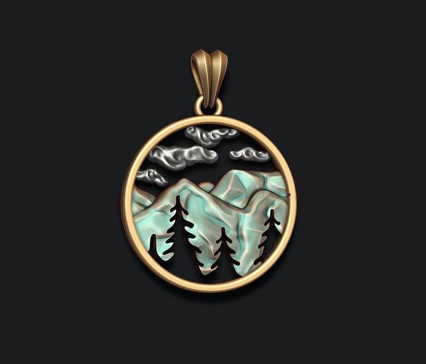 Mountains pendant 3D print model_2
