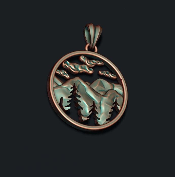 Mountains pendant 3D print model_7
