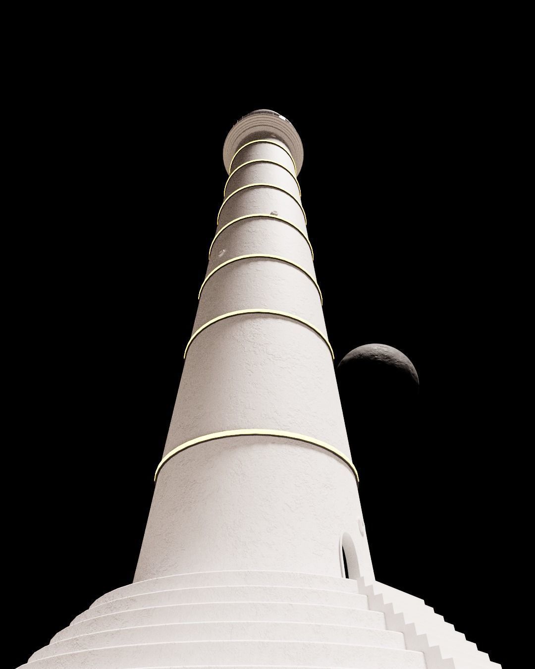 Dharahara lighthouse in mountains 3D model_8
