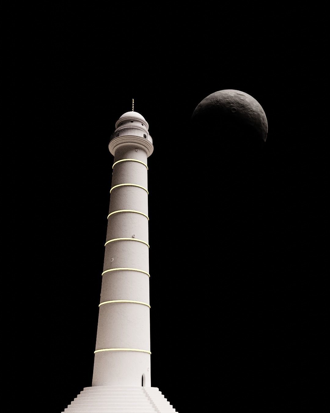 Dharahara lighthouse in mountains 3D model_3