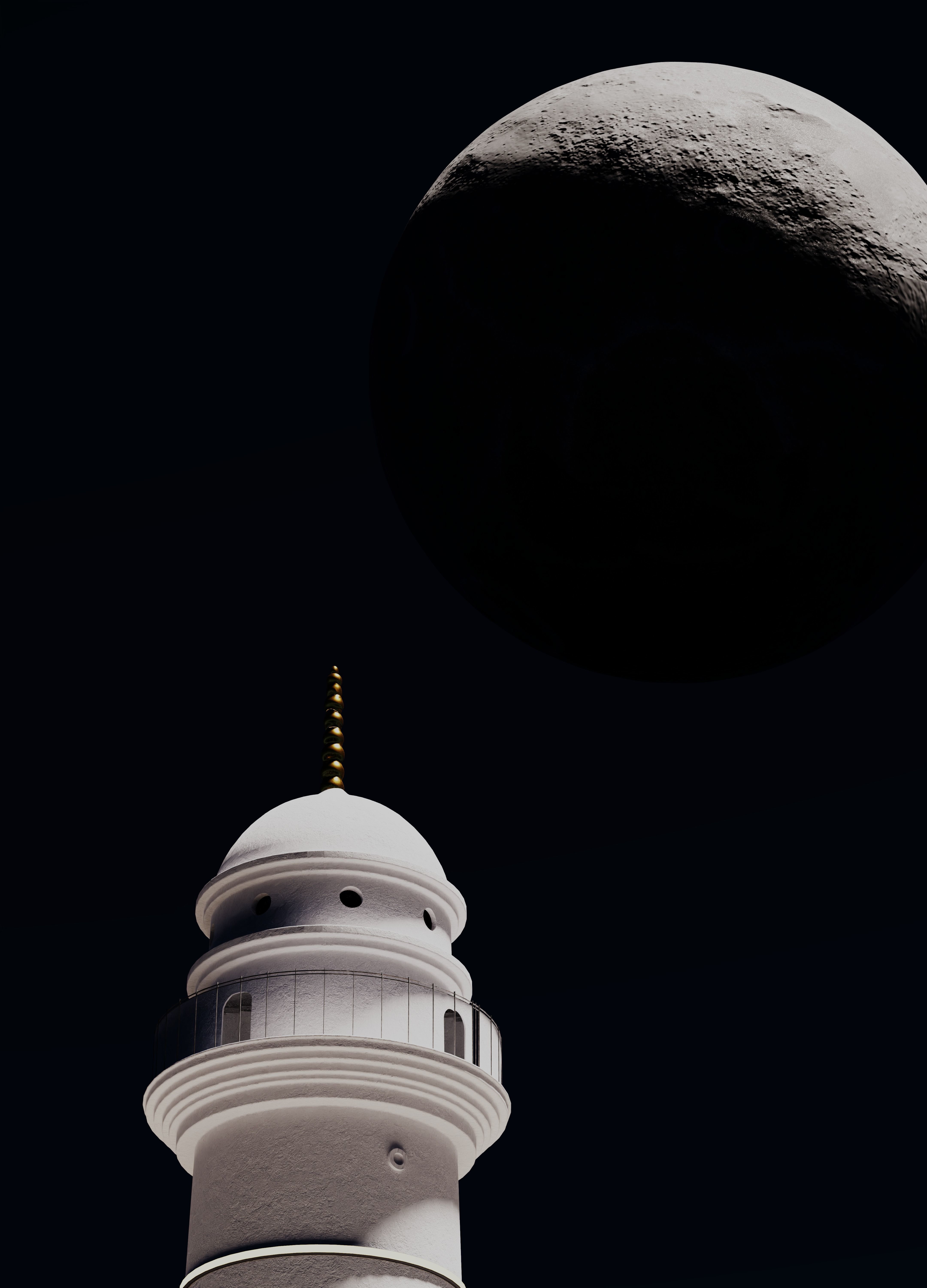 Dharahara lighthouse in mountains 3D model_1