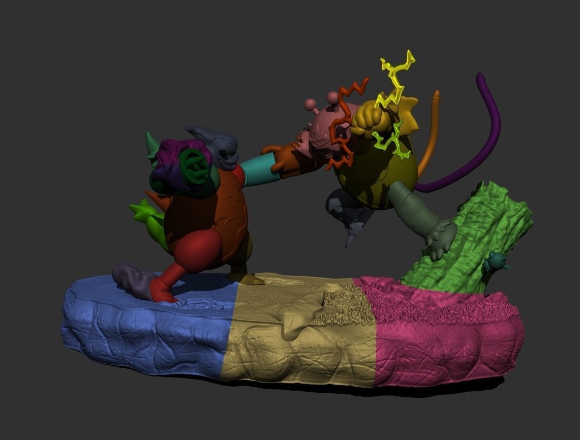 Pokemon battle diorama Magmortar Vs Electivire stl 3D print model_1