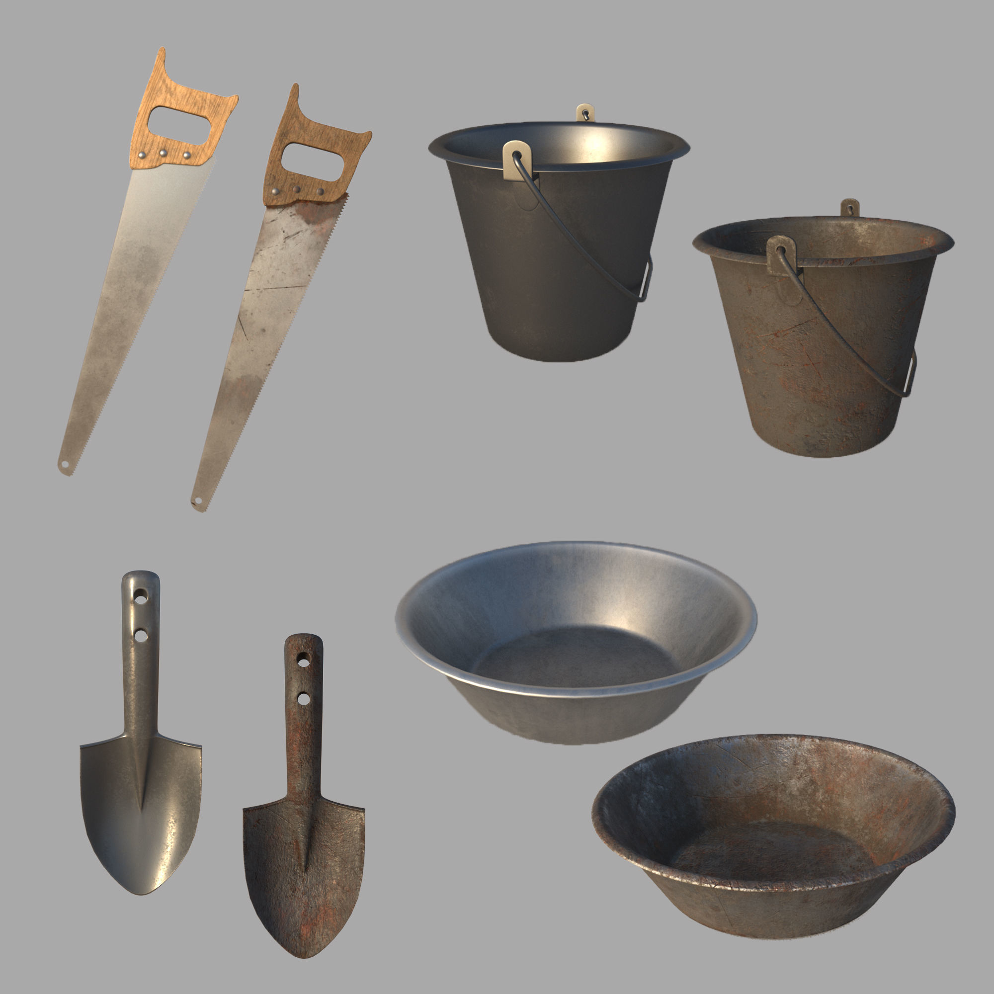 16 Masonry Tools  and 1 Stand 3D model_4