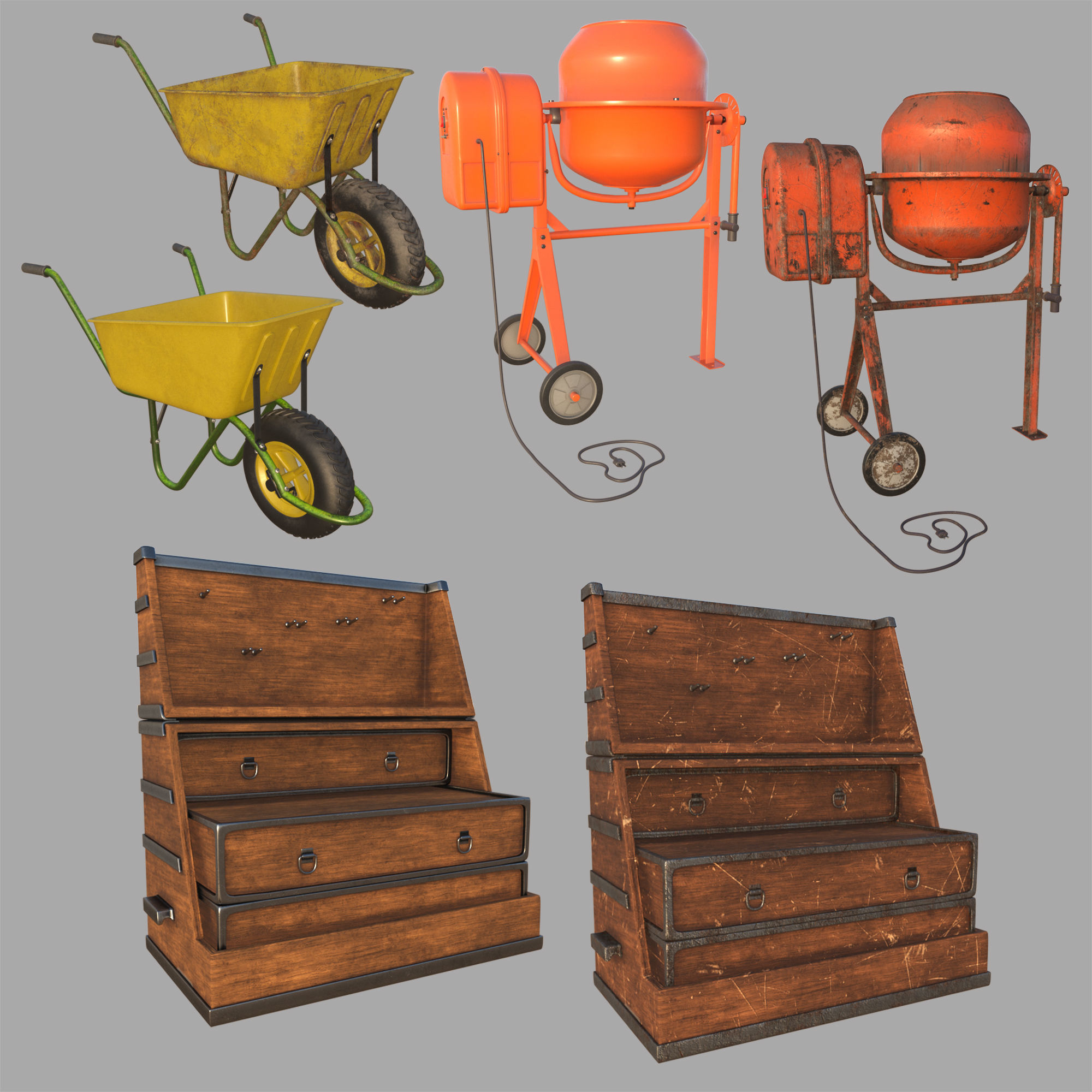 16 Masonry Tools  and 1 Stand 3D model_5