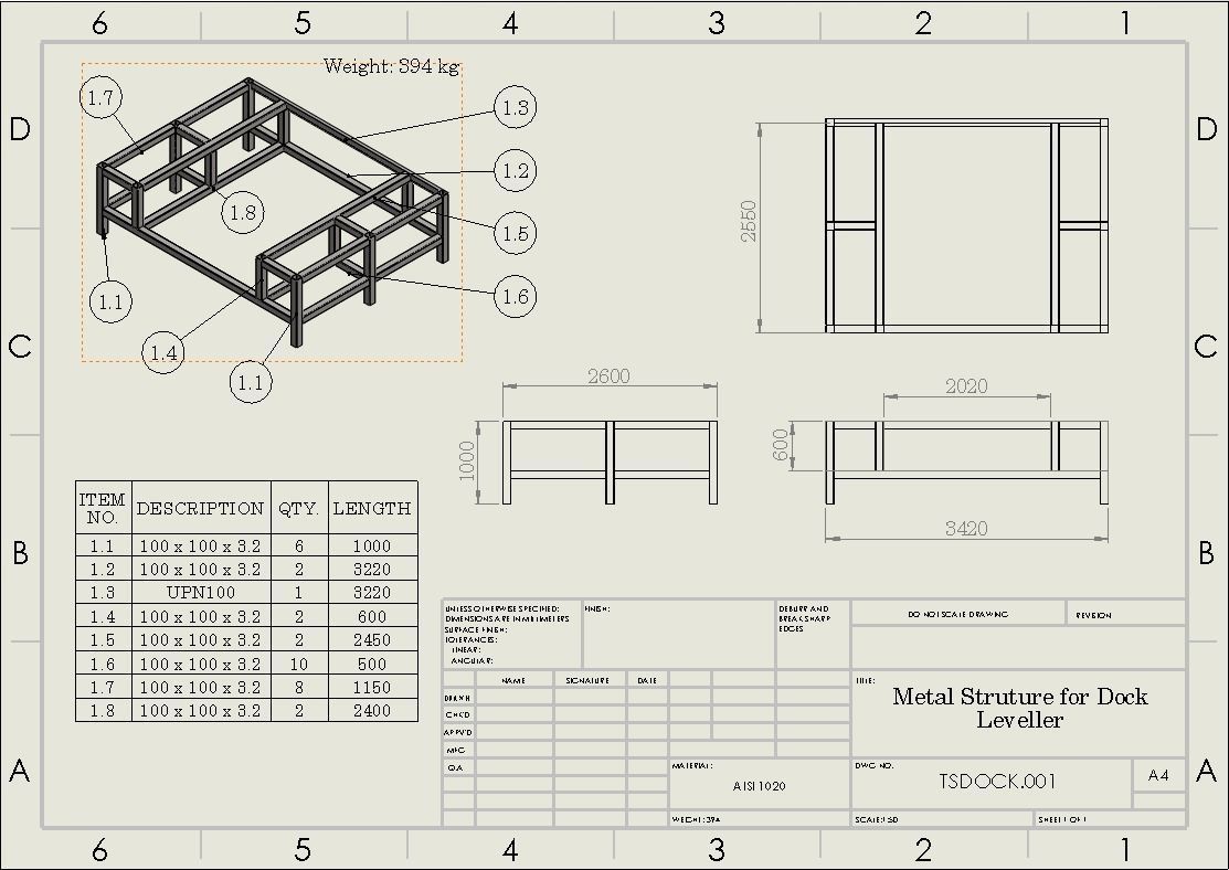 Metal Structure for Dock Leveller 3D print model_1